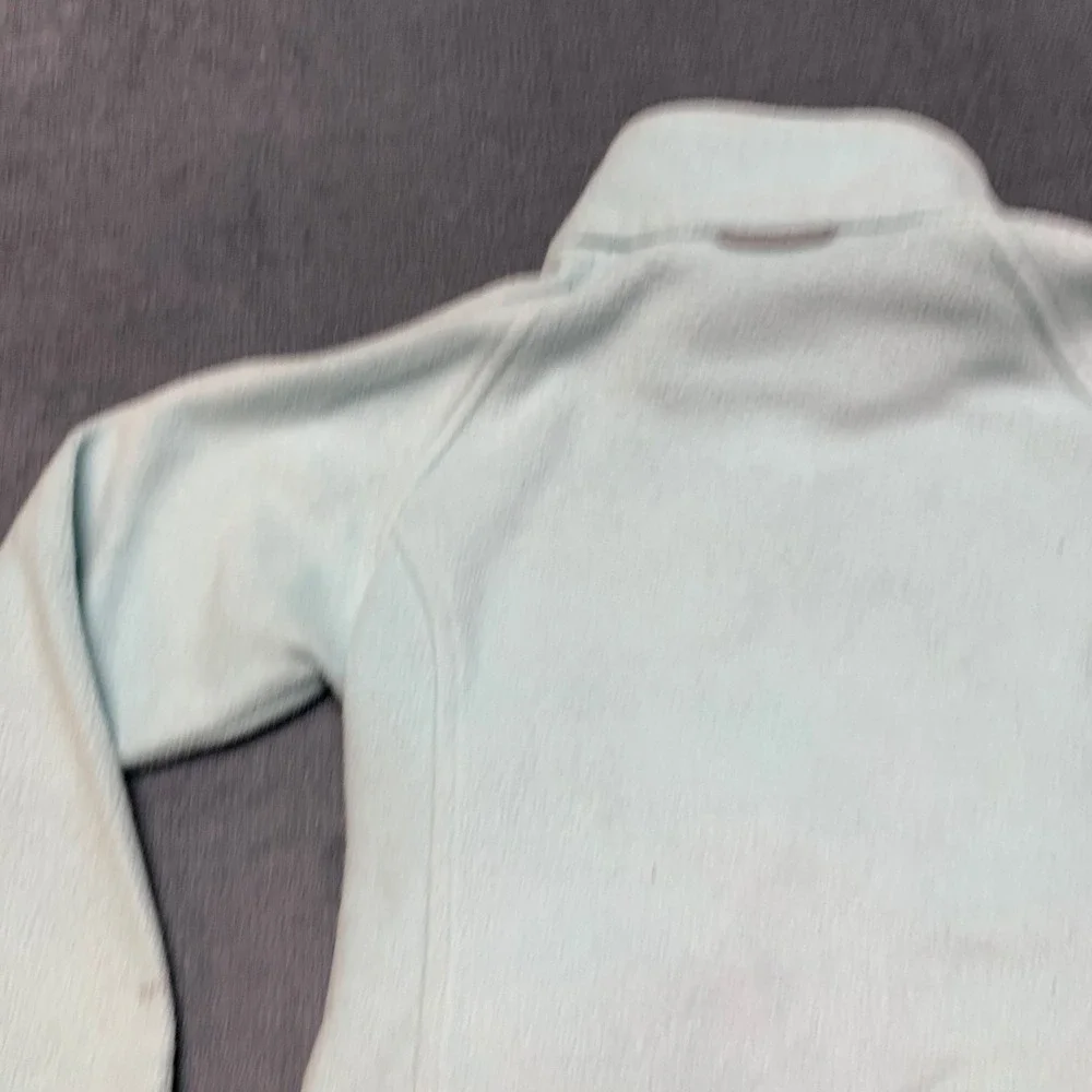 Columbia Fleece Jacket Girls XS Aqua Logo Mock Neck Long Sleeve Full Zip Winter